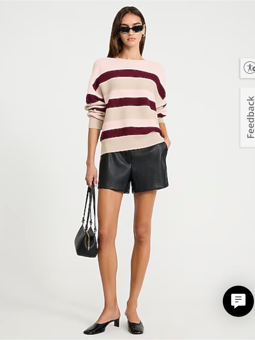 NWT🌷Express Oversized Striped Crew Neck Sweater in pink/burgundy/beige
